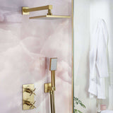 CRUZARBBSHWRPK2 Bristan Cruzar Brushed Brass Shower Pack with Fixed Head and Wall Outlet Handset Lifestyle