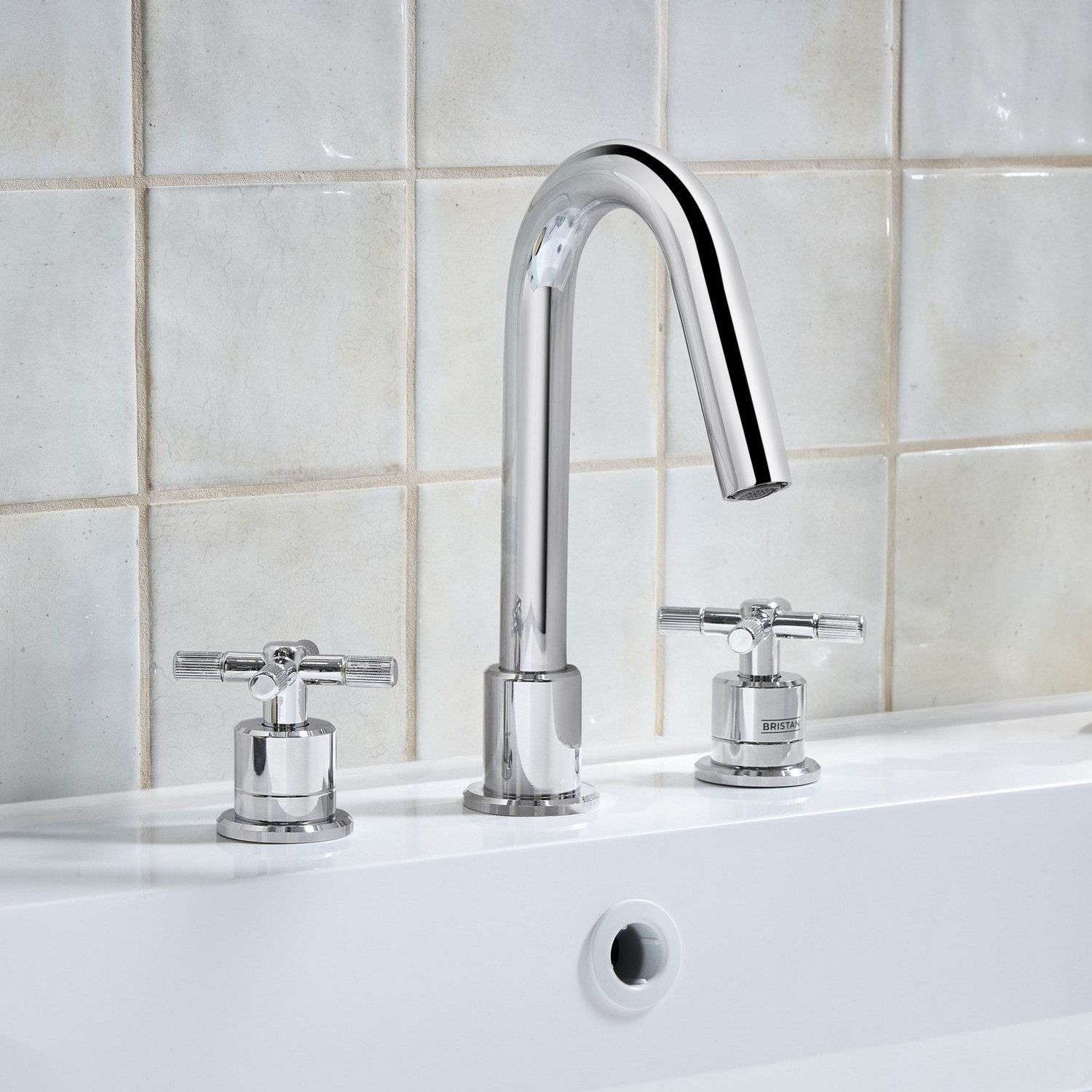 CRU3THBASC Bristan Cruzar Chrome 3TH Basin Mixer Installed on a Three Hole Basin