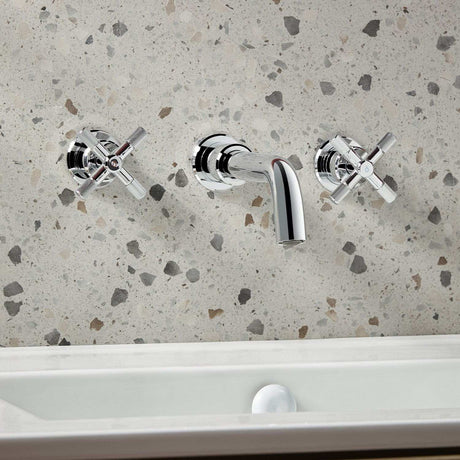 CRU3THWMBASC Bristan Cruzar Chrome 3TH Wall Mounted Basin Mixer Bathroom Setting