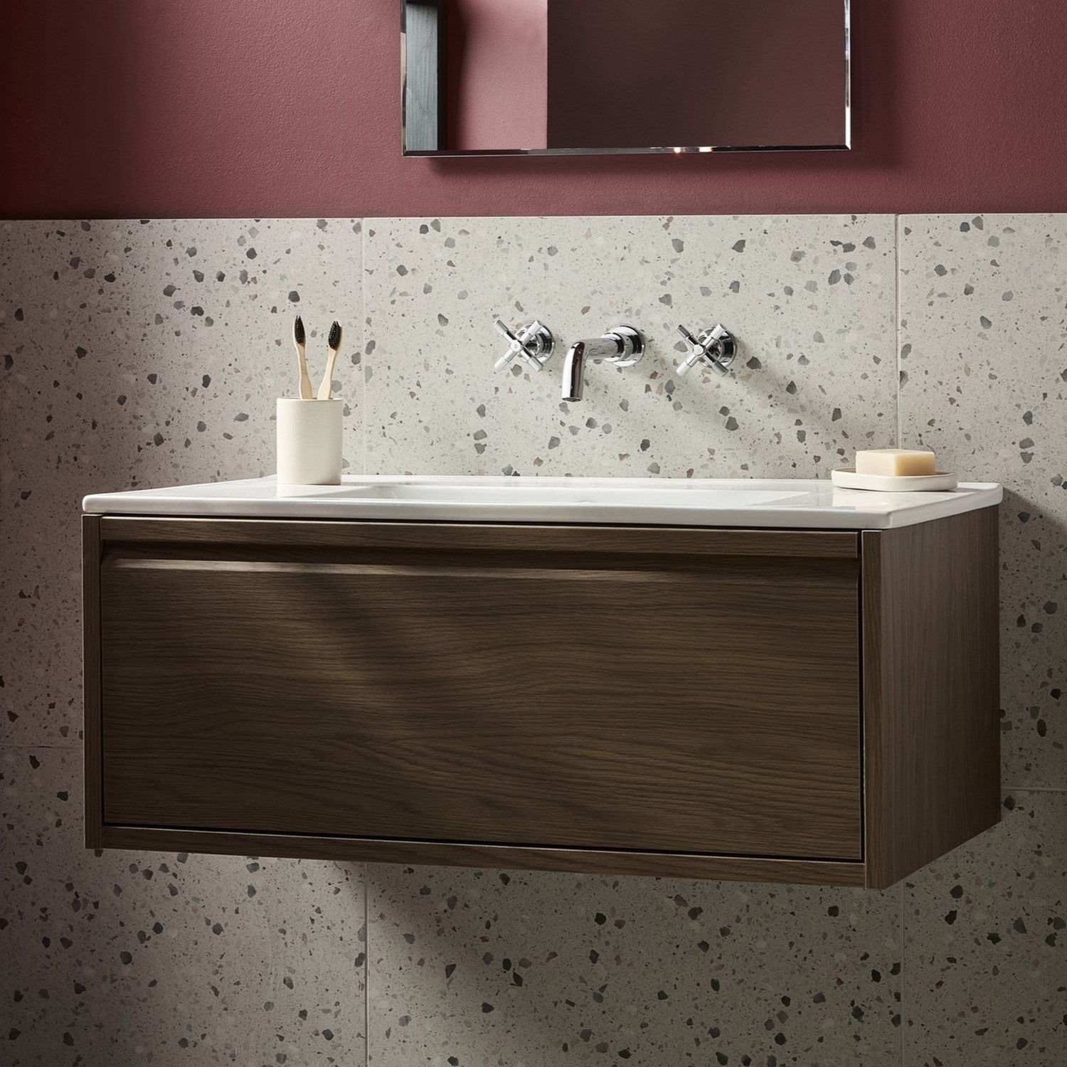 CRU3THWMBASC Bristan Cruzar Chrome 3TH Wall Mounted Basin Mixer with a Vanity Unit