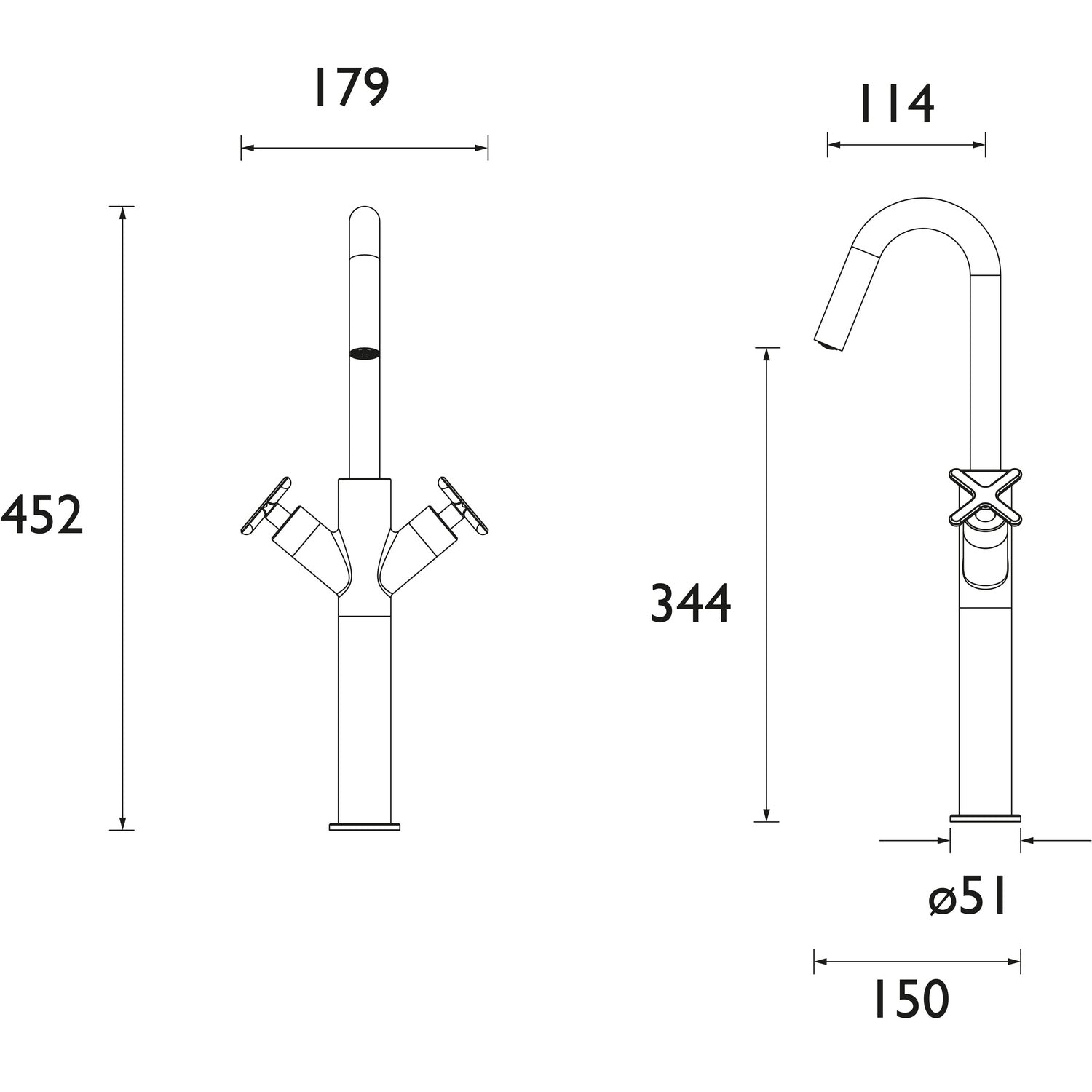 CRUTBASC Bristan Cruzar Chrome Tall Basin Mixer with Waste Dimensions
