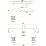 DUL3THBSMC Bristan Design Utility Lever Thermostatic Bath Shower Mixer in Chrome Line Drawing
