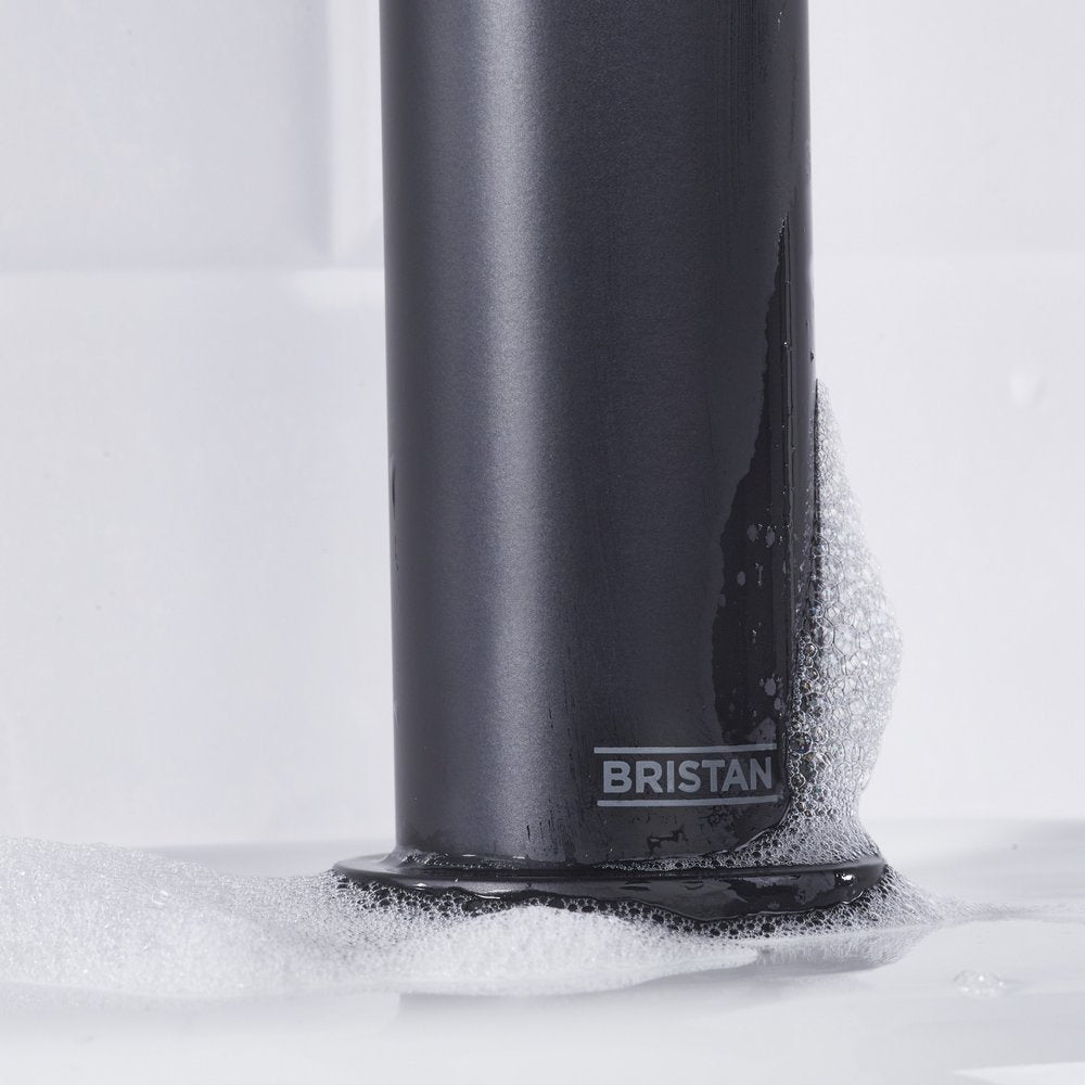 ELEBASBLK Bristan Elevar Basin Mixer with Clicker Waste in Black Close Up of Logo