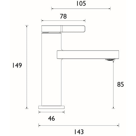 ELEBASC Bristan Elevar Basin Mixer with Clicker Waste in Chrome Line Drawing