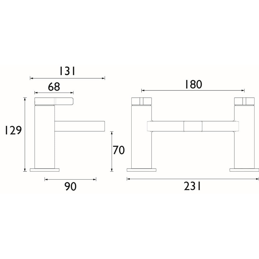 ELEBFC Bristan Elevar Bath Filler in Chrome Line Drawing