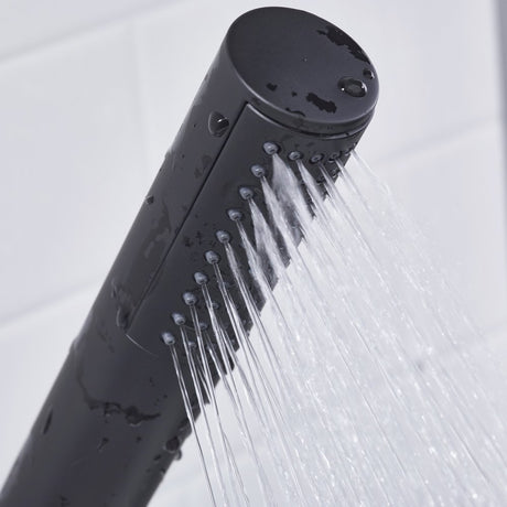 ELEBSMBLK Bristan Elevar Bath Shower Mixer in Black Close Up of Rub Clean Handset