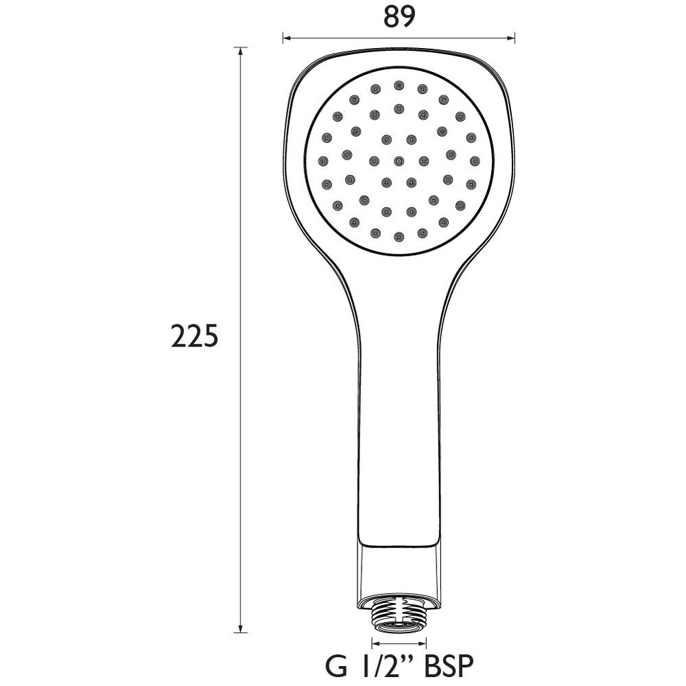EVCHAND05C Bristan Evo Chrome Rub Clean Single Function Handset Line Drawing