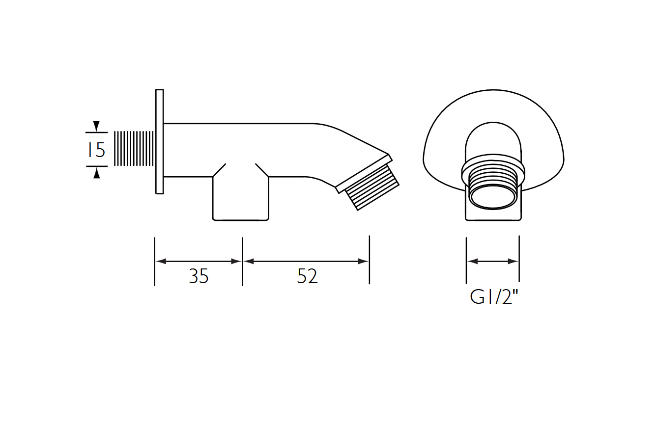 Bristan Exposed Shower Arm for Rigid Riser 87mm dimensions