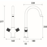 Bristan Fern Easyfit Kitchen Sink Mixer in Stainless Steel dimensions