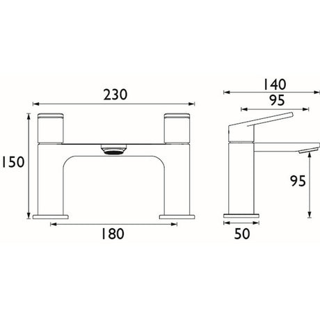 Bristan Frammento Bath Filler in Brushed Brass Dimensions