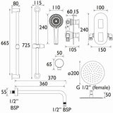 Bristan Frammento Dual Control Concealed Shower Pack in Chrome dimensions