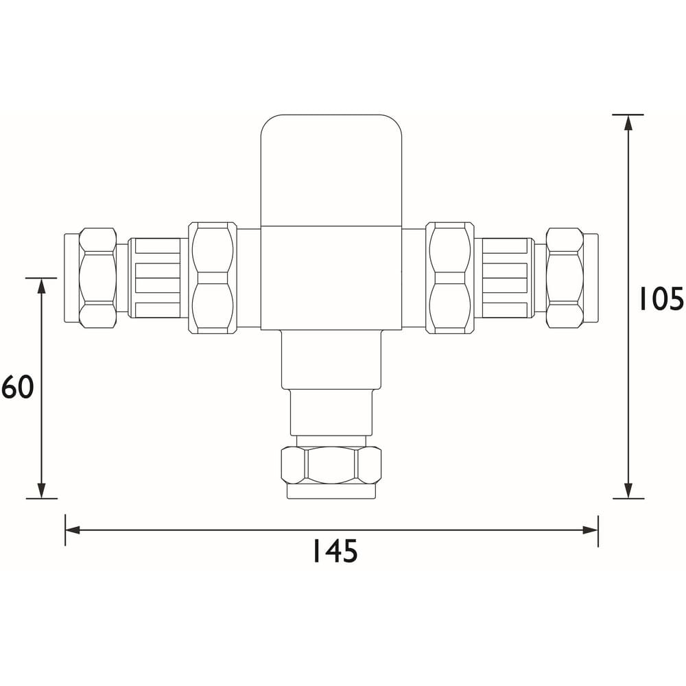 MT503CP Bristan Gummers 15mm Thermostatic Mixing Valve Line Drawing