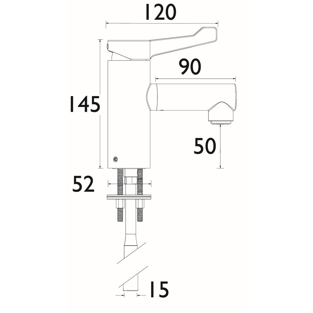 Bristan Healthcare Tap With Short Lever Handle Dimensions