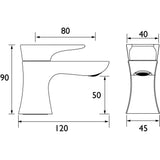 HOU1/2C Bristan Hourglass Basin Taps in Chrome Line Drawing