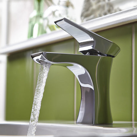 Bristan Hourglass Eco Start Basin Mixer Tap with Clicker Waste in Chrome Lifestyle