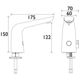 IRBS4-CP Bristan Infrared Temperature Control Automatic Basin Spout Line Drawing