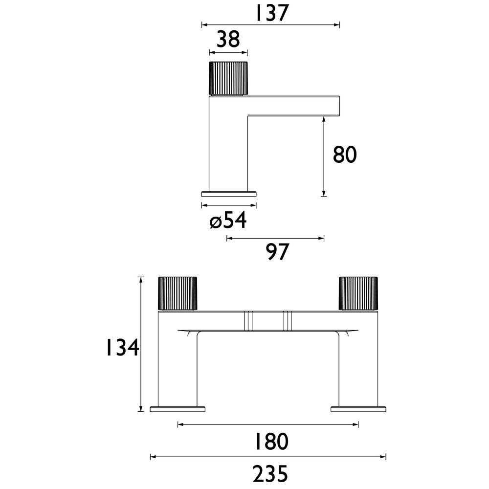 Bristan Liso Bath Filler in Black dimensions