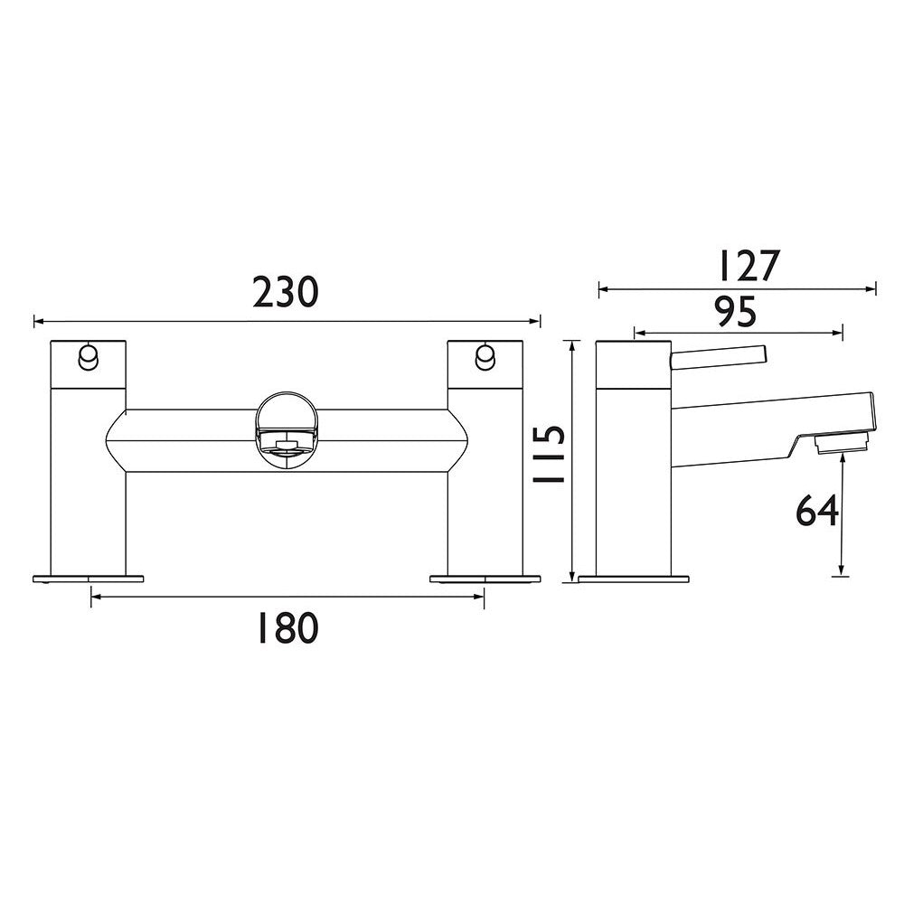 MIOBFC Bristan Mios Bath Filler in Chrome Line Drawing