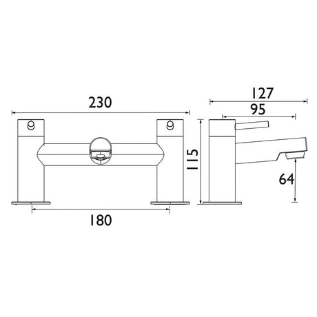 MIOBFC Bristan Mios Bath Filler in Chrome Line Drawing