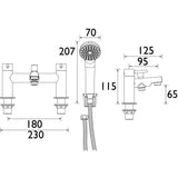 MIOBSMC Bristan Mios Bath Shower Mixer in Chrome Line Drawing