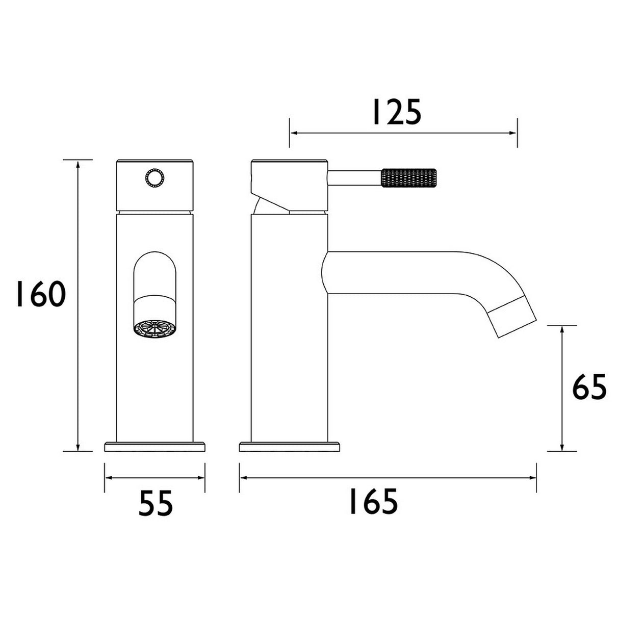 MOLESBASBLK Bristan Molida Black Eco Start Basin Mixer with Waste Dimensions