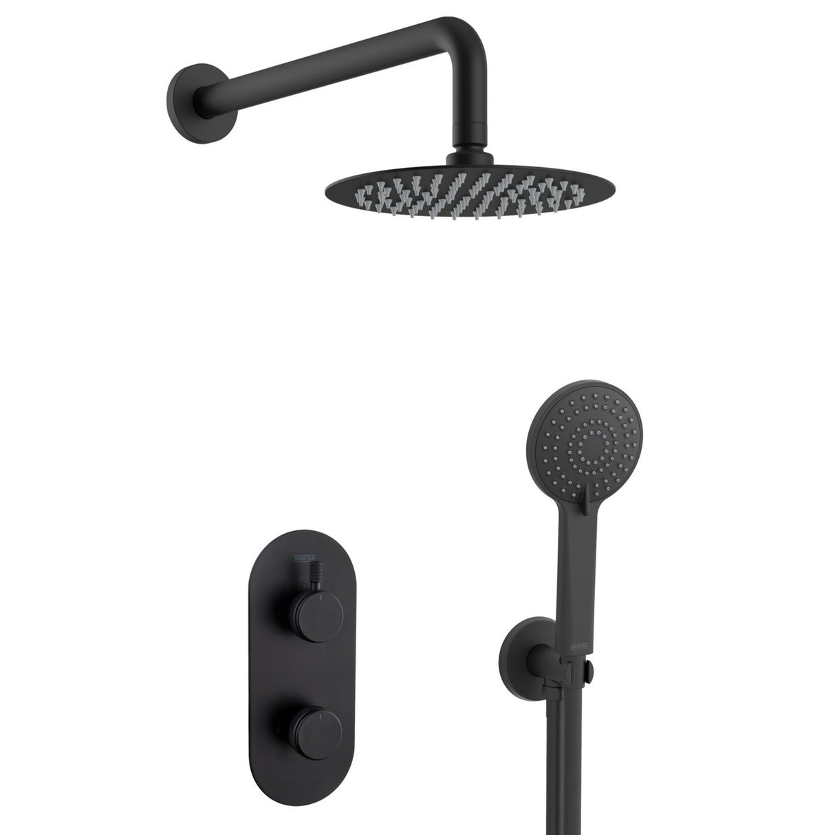 MOLIDABLKSHWRPK2 Bristan Molida Black Thermostatic Shower Pack with Fixed Head and Handset