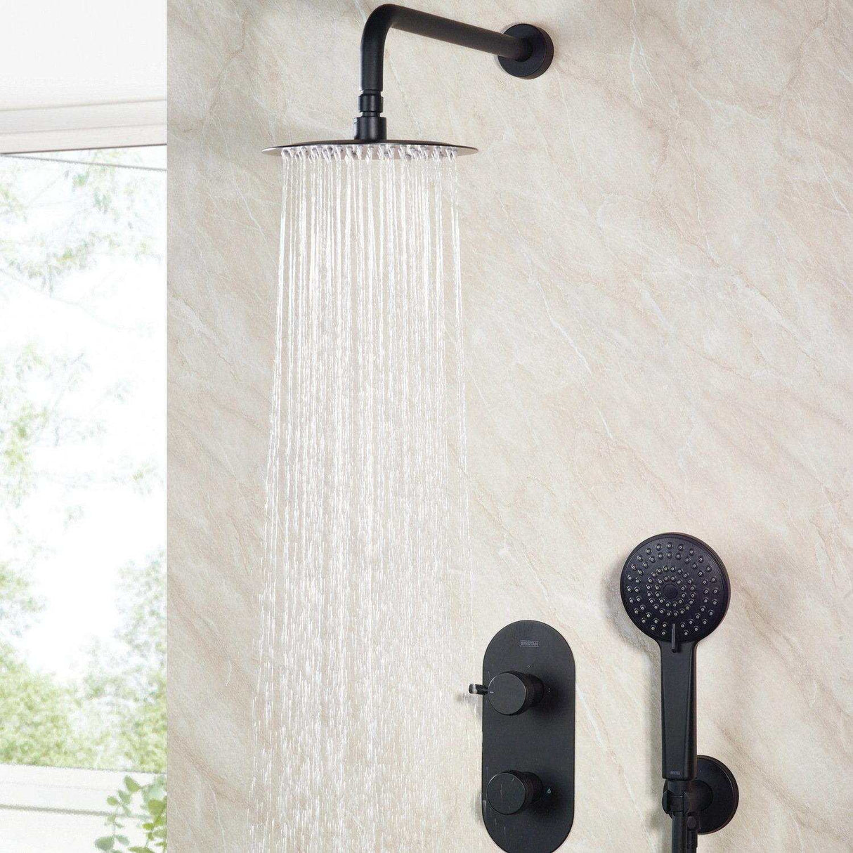 MOLIDABLKSHWRPK2 Bristan Molida Black Thermostatic Shower Pack with Fixed Head and Handset Lifestyle