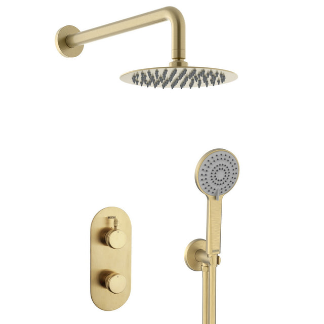 MOLIDABBSHWRPK2 Bristan Molida Brushed Brass Thermostatic Shower Pack with Fixed Head and Handset