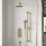 MOLIDABBSHWRPK Bristan Molida Brushed Brass Thermostatic Shower Pack with Fixed Head and Riser Kit Lifestyle