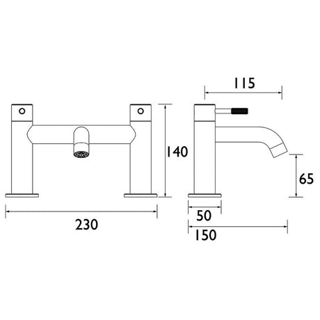 MOLBFC Bristan Molida Chrome Bath Filler Dimensions