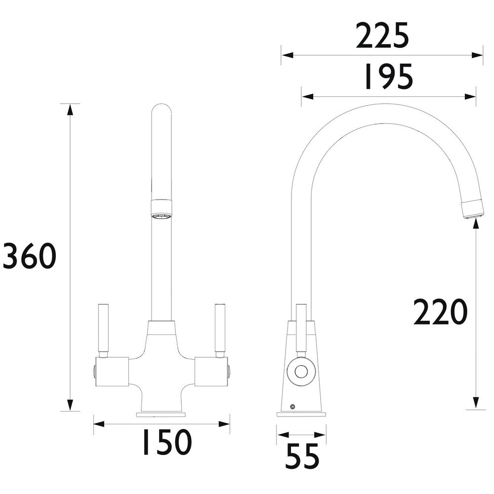 MZSNKEFBB Bristan Monza Easyfit Mono Sink Mixer in Brushed Brass Line Drawing