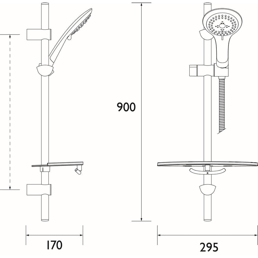 EVKIT-EEVKC Bristan Multi Function Extended Slide Bar Shower Kit in Chrome Line Drawing