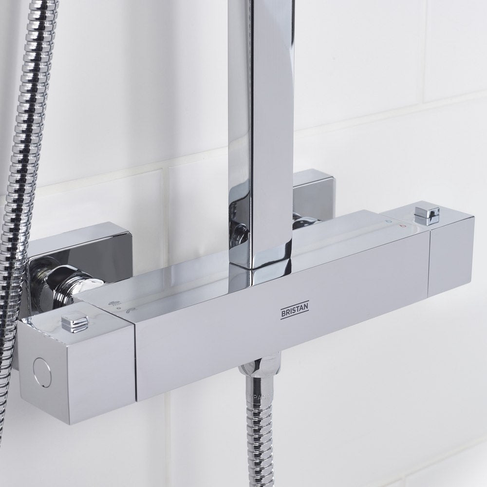 Bristan Napoli Adjustable Thermostatic Rigid Riser Bar Shower in Chrome Bar Valve