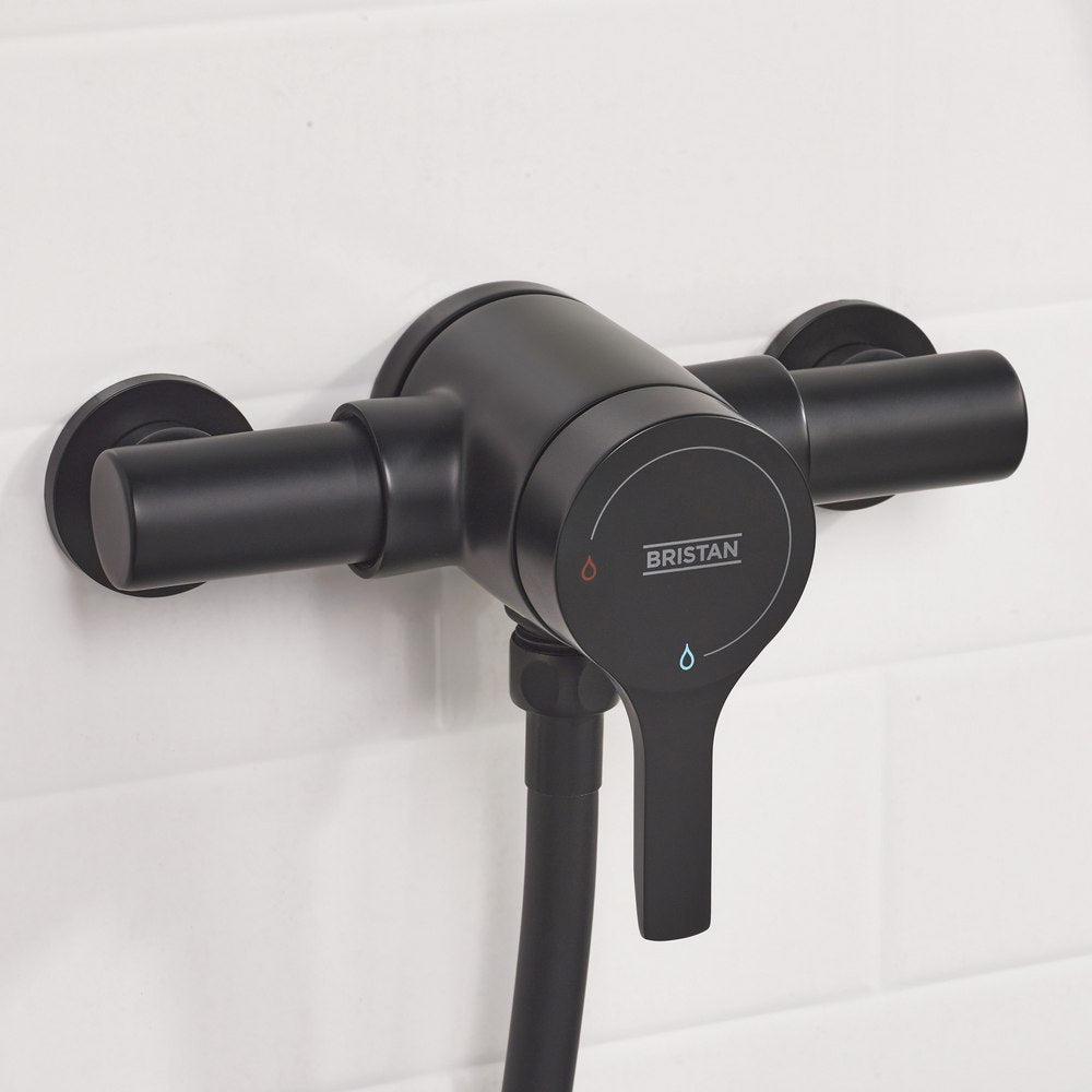 Bristan Onza Thermostatic Exposed Shower Valve with Riser Kit in Black Valve