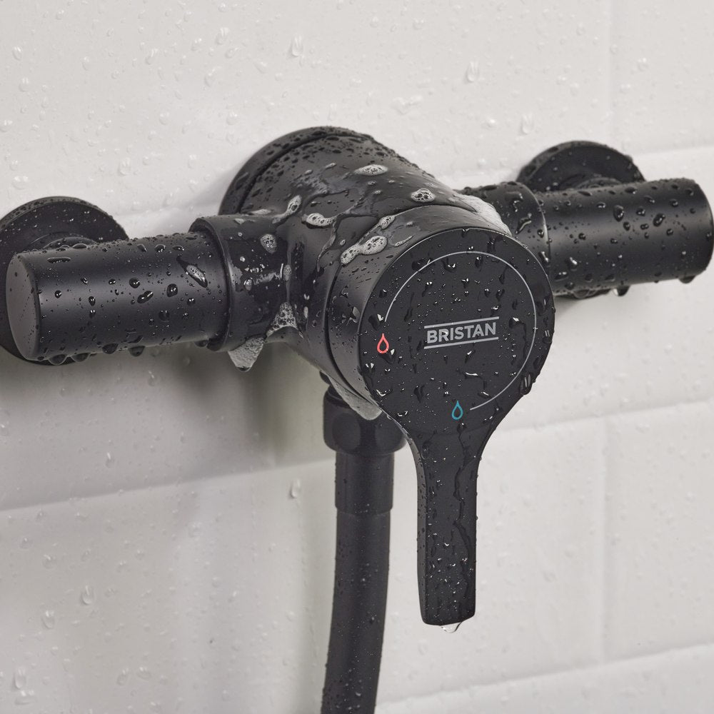 Bristan Onza Thermostatic Exposed Shower Valve with Riser Kit in Black Valve Wet