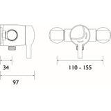 Bristan Opac Exposed Thermostatic Shower Valve in Chrome Dimensions