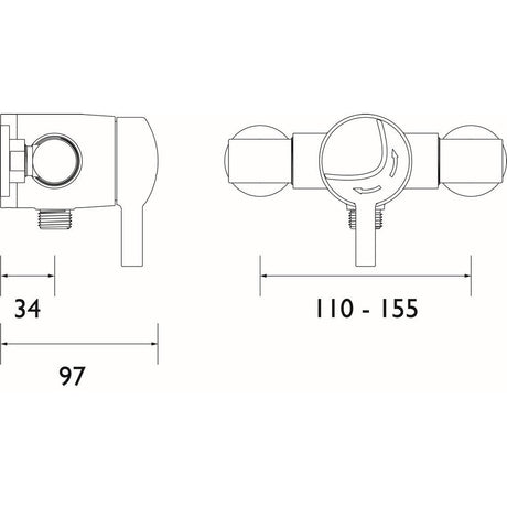 Bristan Opac Exposed Thermostatic Shower Valve in Chrome Dimensions