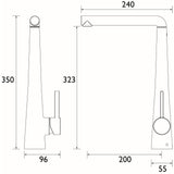 Bristan Pine Easyfit Kitchen Sink Mixer in Gunmetal dimensions