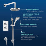 Bristan Prism Concealed Shower Pack with Fixed Head and Handset in Brushed Brass features