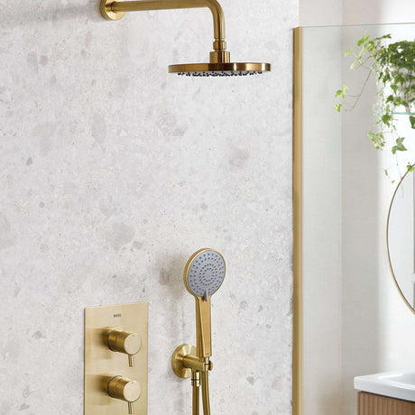 Bristan Prism Concealed Shower Pack with Fixed Head and Handset in Brushed Brass lifestyle