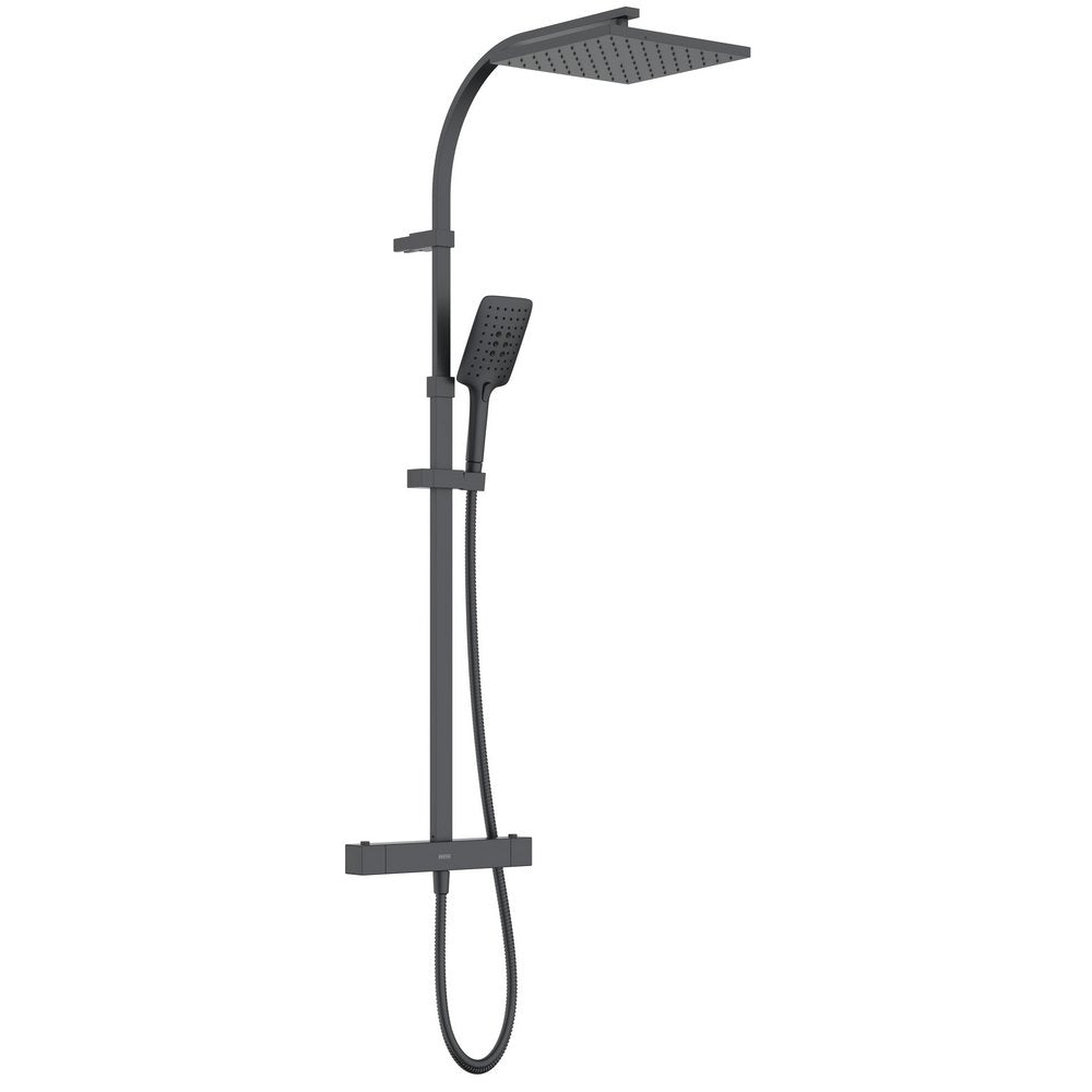 Bristan Quadrato Safe Touch Thermostatic Rigid Riser Bar Shower in Black