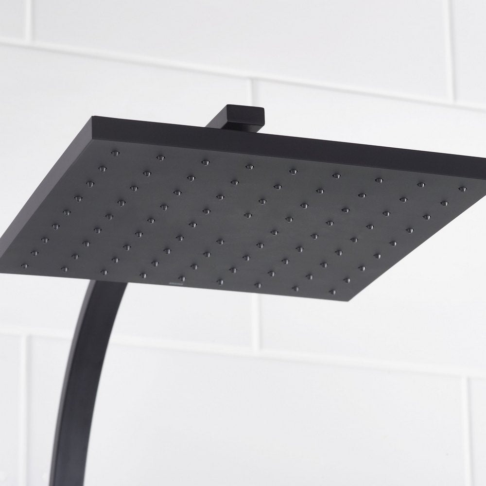 Bristan Quadrato Safe Touch Thermostatic Rigid Riser Bar Shower in Black Showerhead
