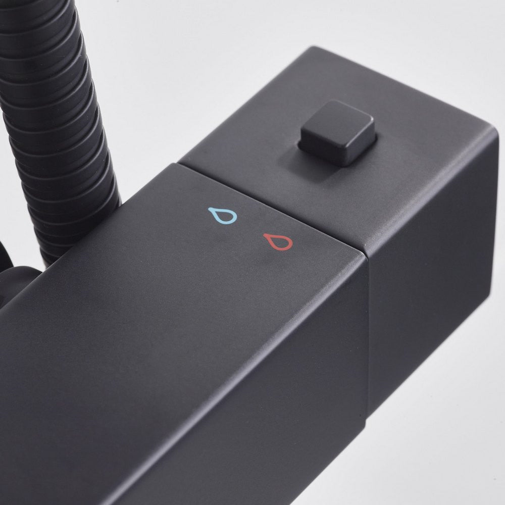 Bristan Qubo Thermostatic Bar Shower with Rigid Riser in Black lifestyle 1