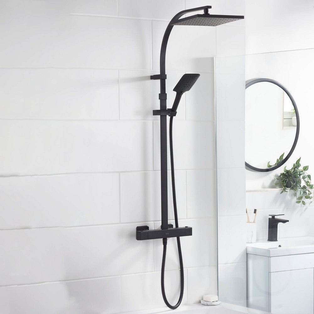 Bristan Qubo Thermostatic Bar Shower with Rigid Riser in Black lifestyles