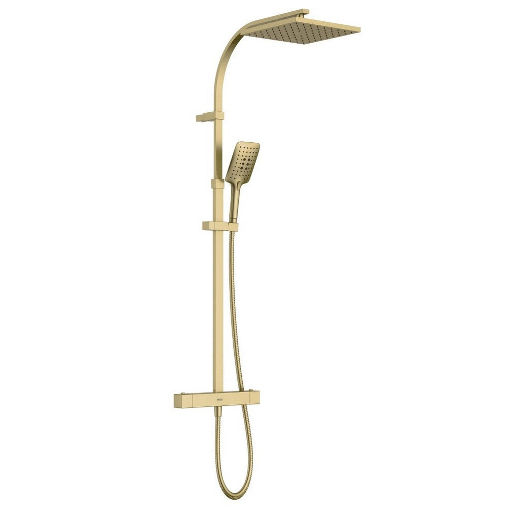 Bristan Qubo Thermostatic Bar Shower with Rigid Riser in Brushed Brass