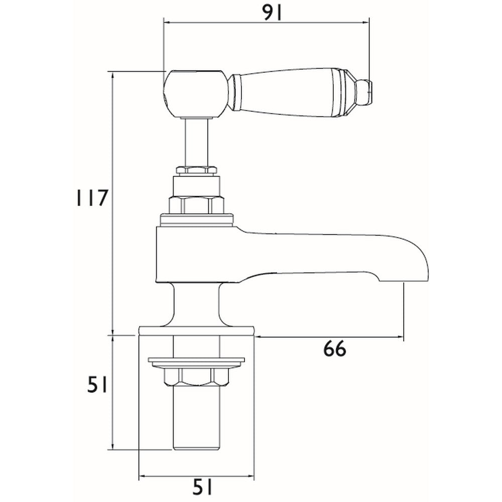 RS21/2C Bristan Renaissance 2 Basin Taps in Chrome Line Drawing