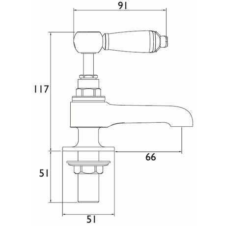 RS21/2C Bristan Renaissance 2 Basin Taps in Chrome Line Drawing