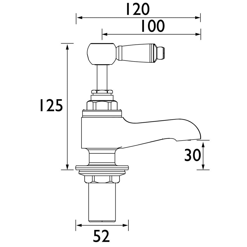 RS23/4C Bristan Renaissance 2 Bath Taps in Chrome Line Drawing