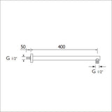 Bristan Round Wall Mounted Shower Arm in Chrome Dimensions