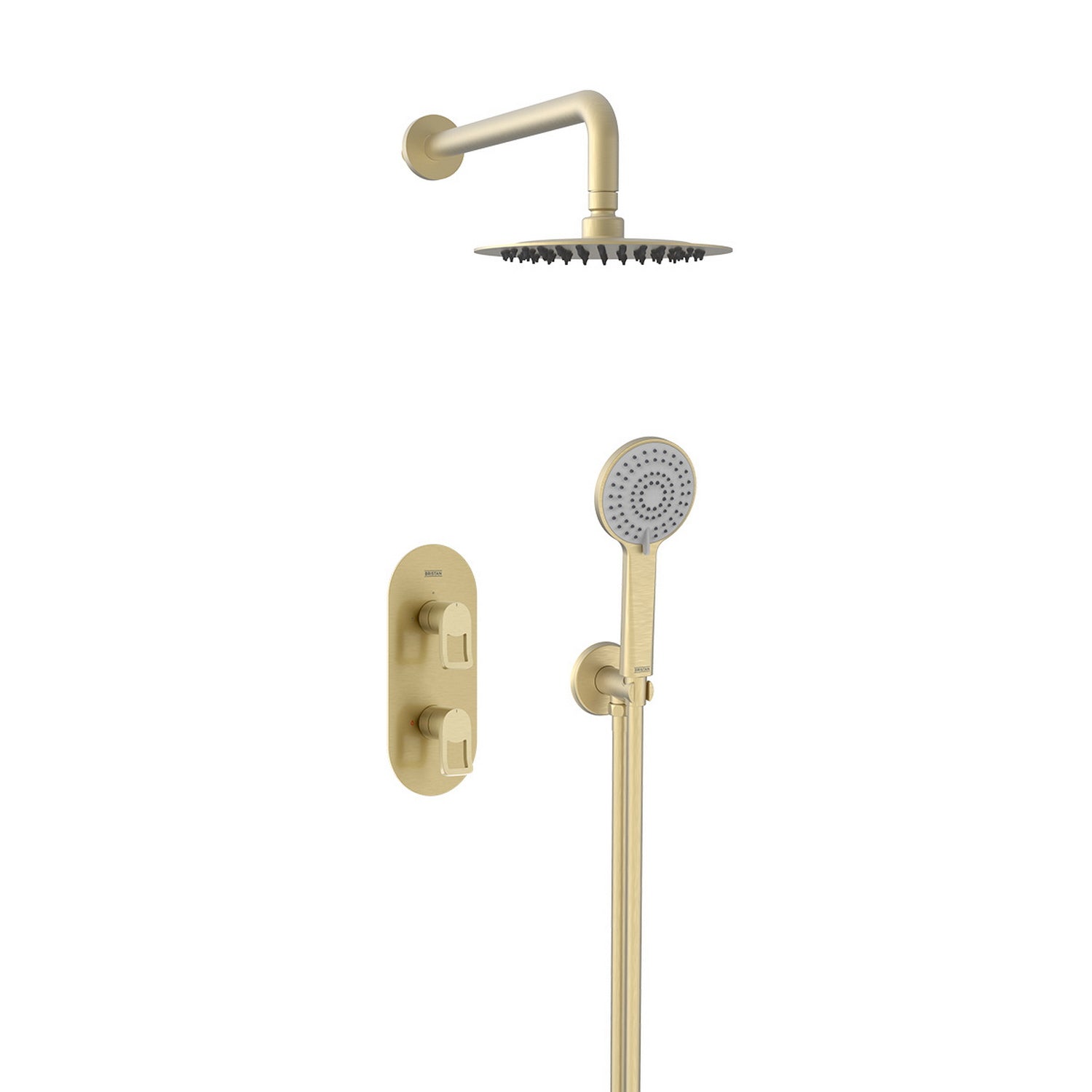 Bristan Saffron Concealed Dual Control Two Outlet Shower Pack in Brushed Brass
